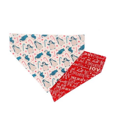 FW-Christmas Bandana- Christmas Penguin + Merry Joy